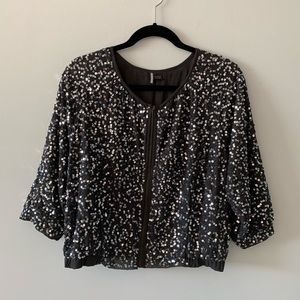 Sparkle & Fade Size Medium 3/4 Sleeve Zip up Top
